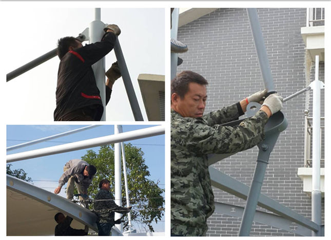 仙桃地稅局膜結(jié)構(gòu)停車棚鋼結(jié)構(gòu)現(xiàn)場施工圖