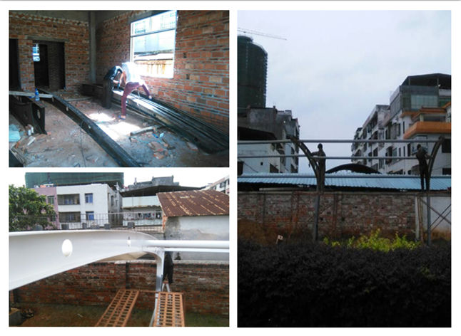 韶關(guān)始興氣象局膜結(jié)構(gòu)停車棚鋼結(jié)構(gòu)現(xiàn)場(chǎng)施工圖