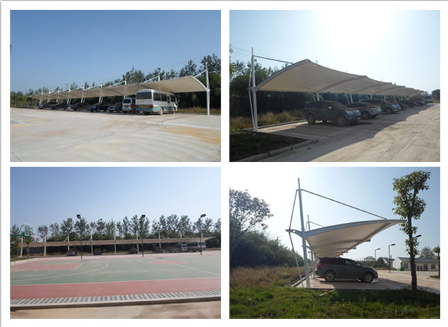 恒天嘉華膜結(jié)構(gòu)車棚現(xiàn)場(chǎng)成品圖