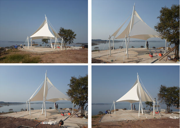 漳河水庫(kù)景觀膜結(jié)構(gòu)現(xiàn)場(chǎng)施工圖