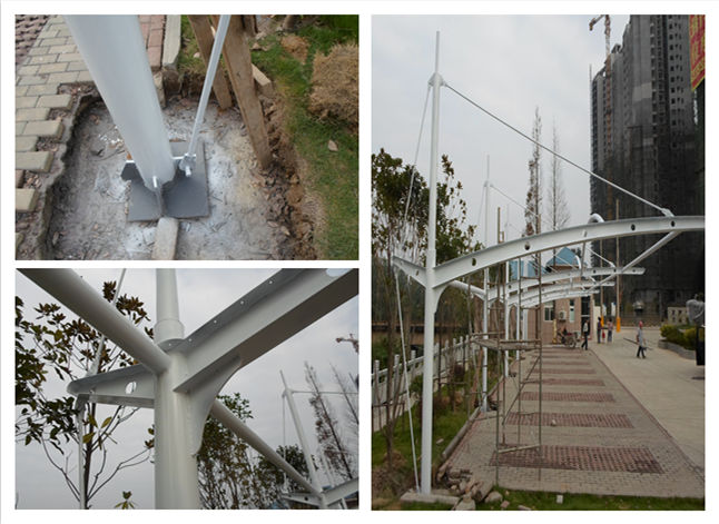 湖北長(zhǎng)江楚韻膜結(jié)構(gòu)車棚鋼結(jié)構(gòu)現(xiàn)場(chǎng)施工圖