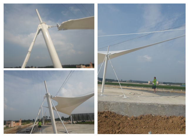 機(jī)場(chǎng)觀景臺(tái)張拉膜現(xiàn)場(chǎng)施工圖