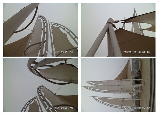 宜都枝城廣場景觀膜結(jié)構(gòu)鋼結(jié)構(gòu)現(xiàn)場施工圖