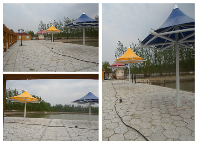 遼寧七彩莊園張拉膜結(jié)構(gòu)景觀傘現(xiàn)場(chǎng)施工圖