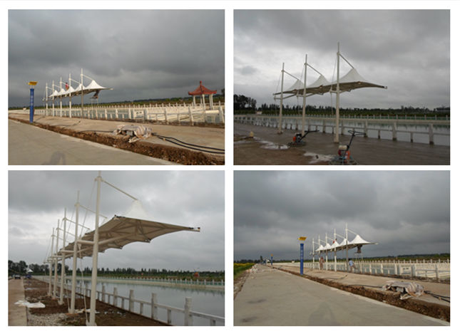 遼寧盤(pán)錦三連冒頂休閑景觀小品膜結(jié)構(gòu)現(xiàn)場(chǎng)施工圖