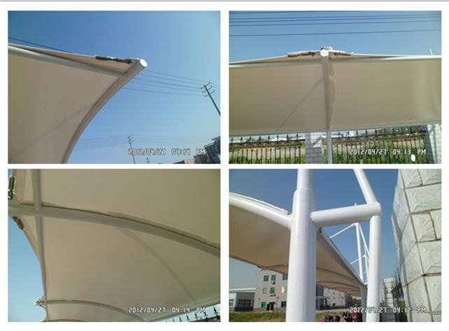 美味源公司吊塔式圓管自行車車棚現(xiàn)場(chǎng)施工圖