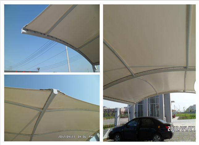 美味源公司吊塔式圓管膜結(jié)構(gòu)汽車車棚現(xiàn)場(chǎng)施工圖