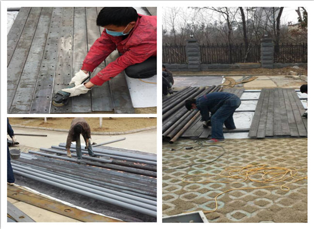 隨州審計局膜結構汽車車棚鋼結構現(xiàn)場施工圖