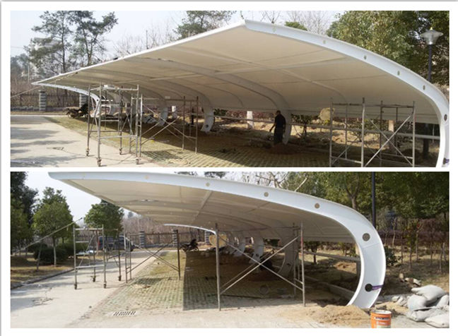 隨州審計局膜結構汽車車棚現(xiàn)場成品圖