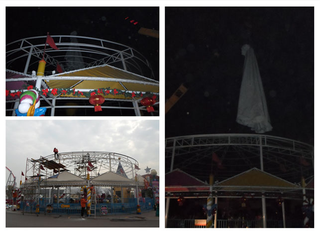 武漢歡樂(lè)谷游樂(lè)園頂棚膜結(jié)構(gòu)鋼結(jié)構(gòu)現(xiàn)場(chǎng)施工圖