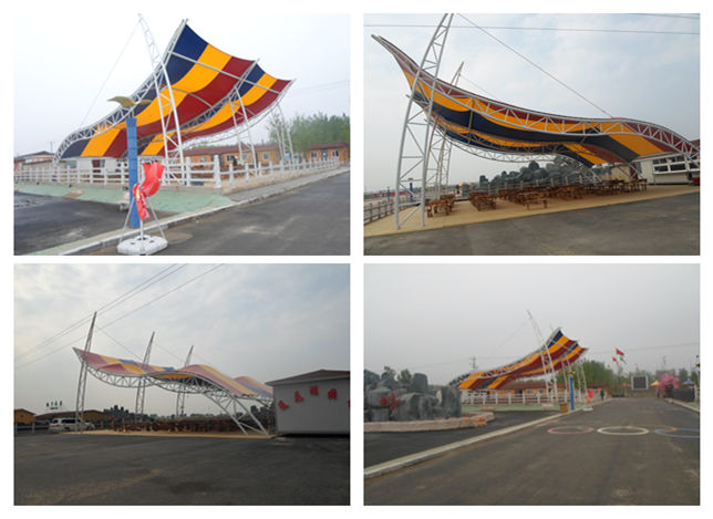 遼寧七彩莊園美食休閑廣場餐廳膜結(jié)構(gòu)完工成品圖