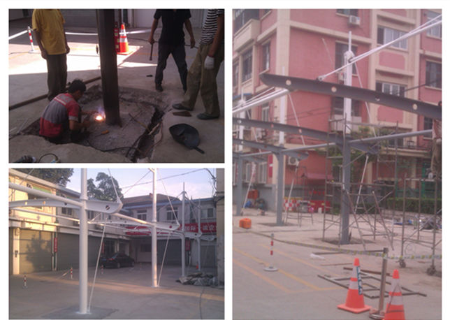 北京冀北電網(wǎng)異形鋼冒頂膜結(jié)構(gòu)停車棚現(xiàn)場施工圖