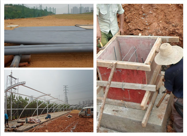 昌弘源機械高爾夫發(fā)球臺膜結(jié)構(gòu)鋼結(jié)構(gòu)現(xiàn)場施工圖