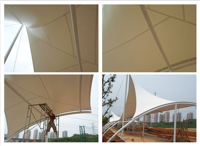 昌弘源機械高爾夫發(fā)球臺膜結(jié)構(gòu)拉膜現(xiàn)場施工圖