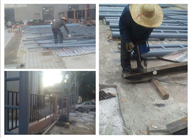 韶關質監(jiān)局異形鋼平弧膜結構停車棚鋼結構現場施工圖