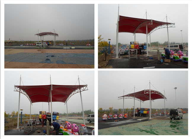 遼寧省七彩莊園轉(zhuǎn)盤頂棚膜結(jié)構(gòu)現(xiàn)場施工圖