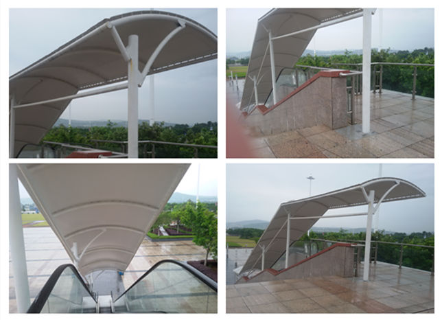 武漢科技館出入口膜結(jié)構(gòu)完工成品圖