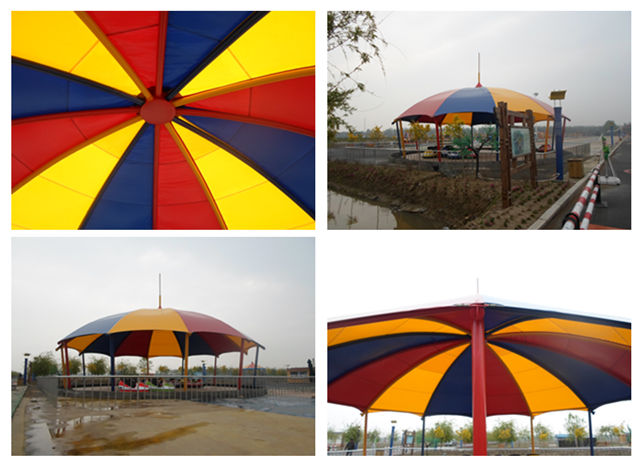 遼寧七彩莊園游樂場頂棚膜結(jié)構(gòu)完工成品圖