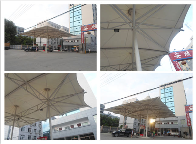 湖南益陽(yáng)加油站頂棚膜結(jié)構(gòu)現(xiàn)場(chǎng)施工圖