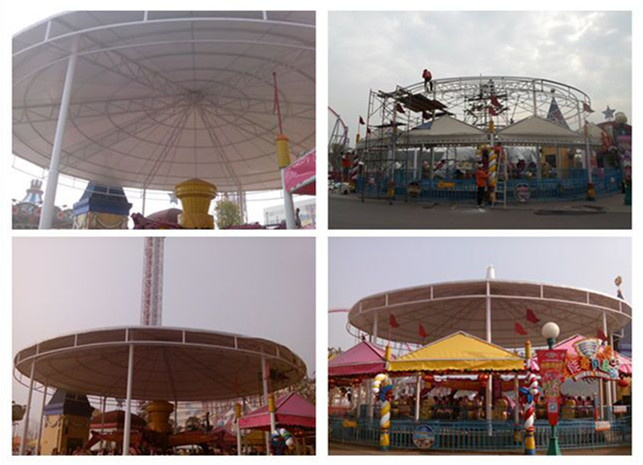 武漢歡樂(lè)谷游樂(lè)園頂棚膜結(jié)構(gòu)現(xiàn)場(chǎng)施工圖