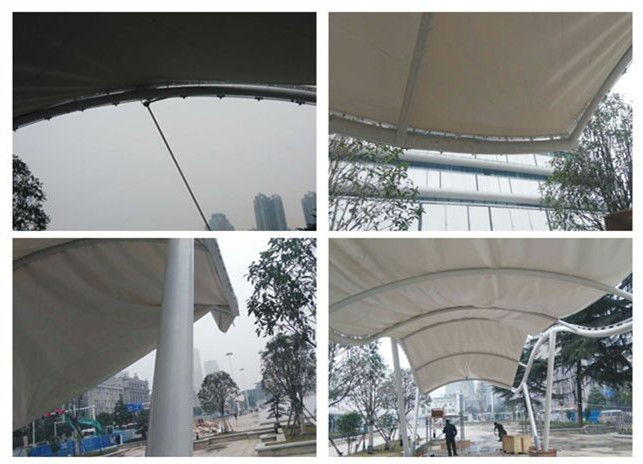 武漢科技館張拉膜景觀棚工程現(xiàn)場施工圖