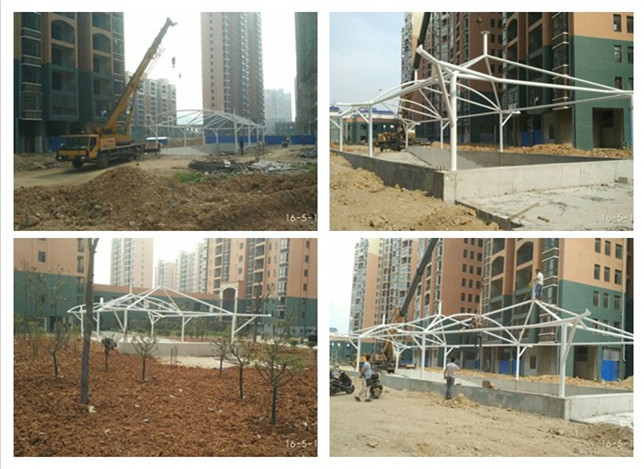 鄂州榮府三連帽出入口鋼結(jié)構(gòu)現(xiàn)場(chǎng)施工圖