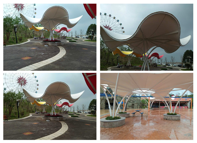 荊門市歡樂世界景觀膜結(jié)構(gòu)現(xiàn)場成品圖