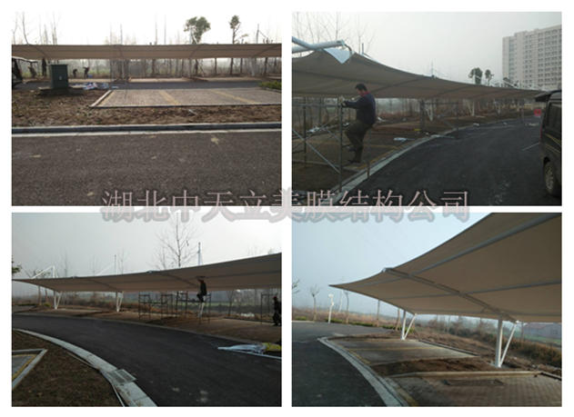 荊州江陵膜結(jié)構(gòu)車棚拉膜現(xiàn)場(chǎng)施工圖.jpg