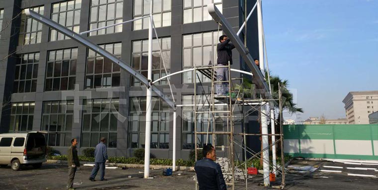 中天立美大門膜結(jié)構(gòu)施工照片