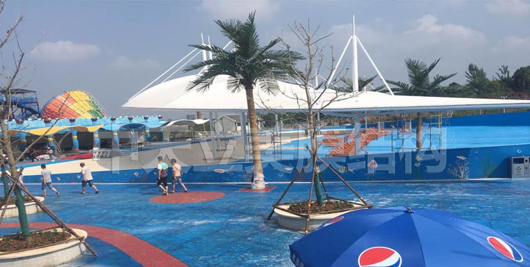 中天立美膜結(jié)構(gòu)造浪池完工照