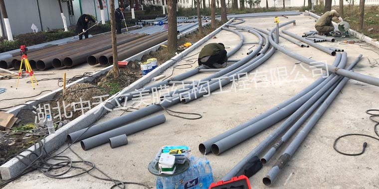 中天立美-籃球場(chǎng)膜結(jié)構(gòu)施工